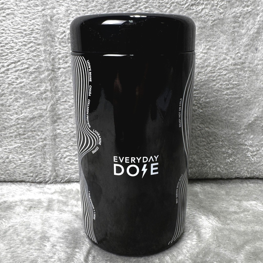 Everyday Dose Mushroom Coffee Black Storage Stash Matcha Coffee Canister Jar Lid